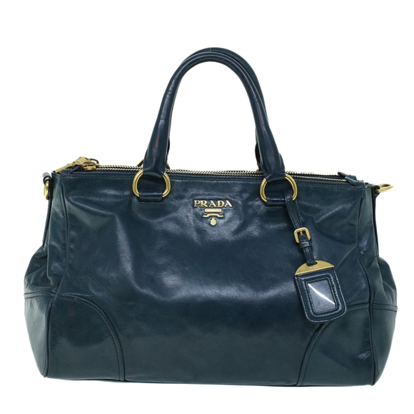 PRADA Hand Bag Leather 2way Navy Auth ac2159 - Picture 13 of 16